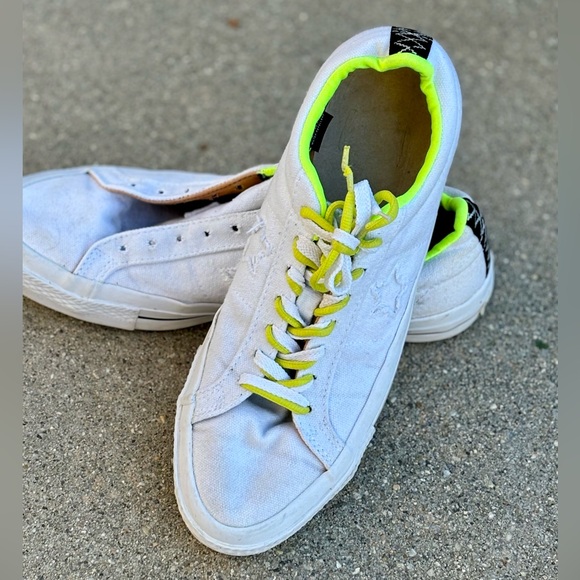 Converse One Star Shield Canvas Ox White/White/Volt US size Women 11.5 / men 10 - Picture 2 of 13